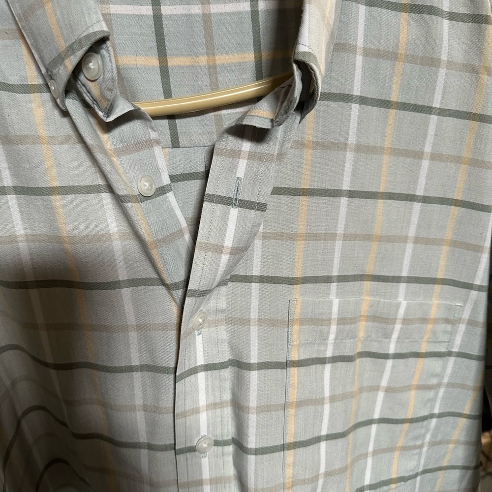 Gray and White Casual Button Down Shirt